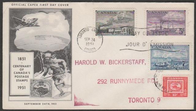 1951 Toronto CAPEX 311-314 fdc